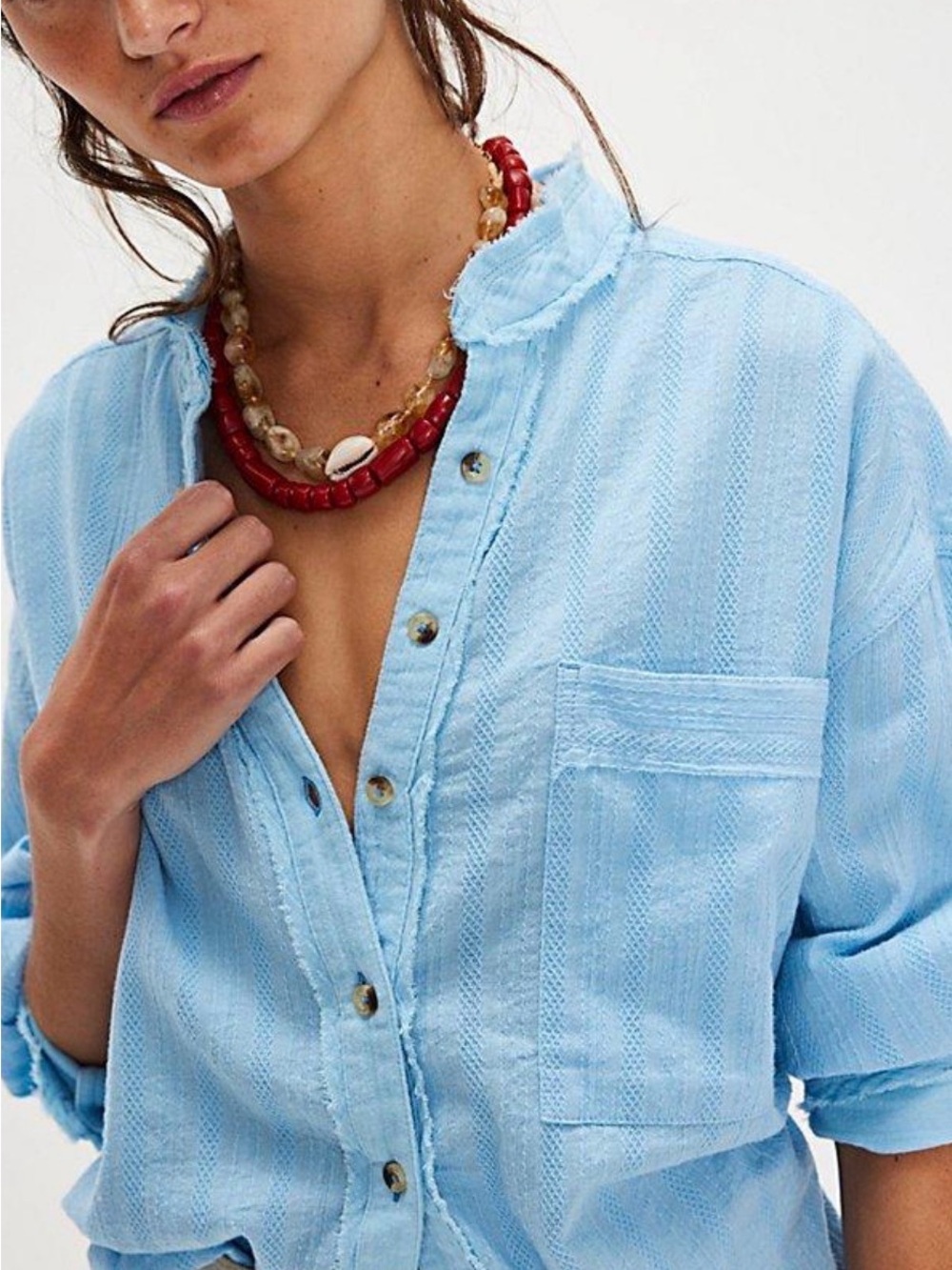 We The Free Summer Sorbet Shirt in Larkspur Blue Motif NWT